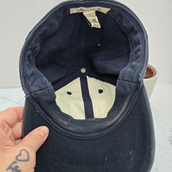 abercrombie | blue canvas embroidered logo fitted baseball hat | unisex L/XL - Picture 7 of 8